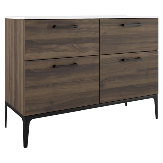 Dobbelt Servantskap Svart <strong>Ombra</strong>  Tre Mörk 120 cm med Servant Hvit & Ben