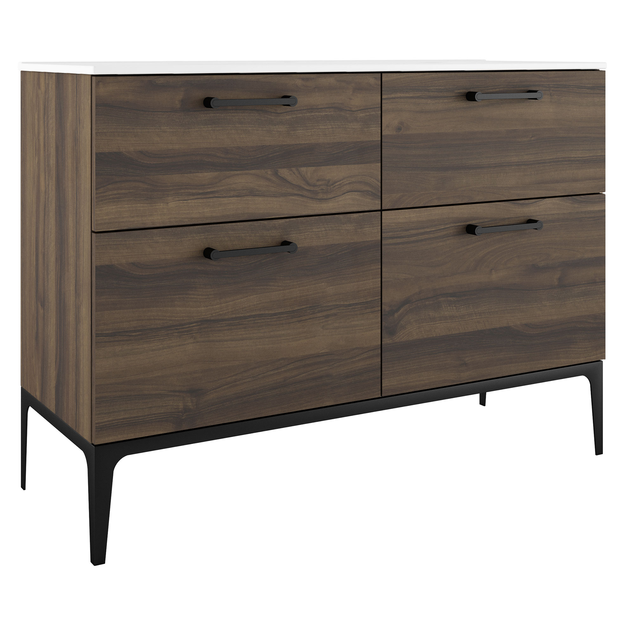 Dobbelt Servantskap Svart Ombra Tre Mörk 120 cm med Servant Hvit & Ben