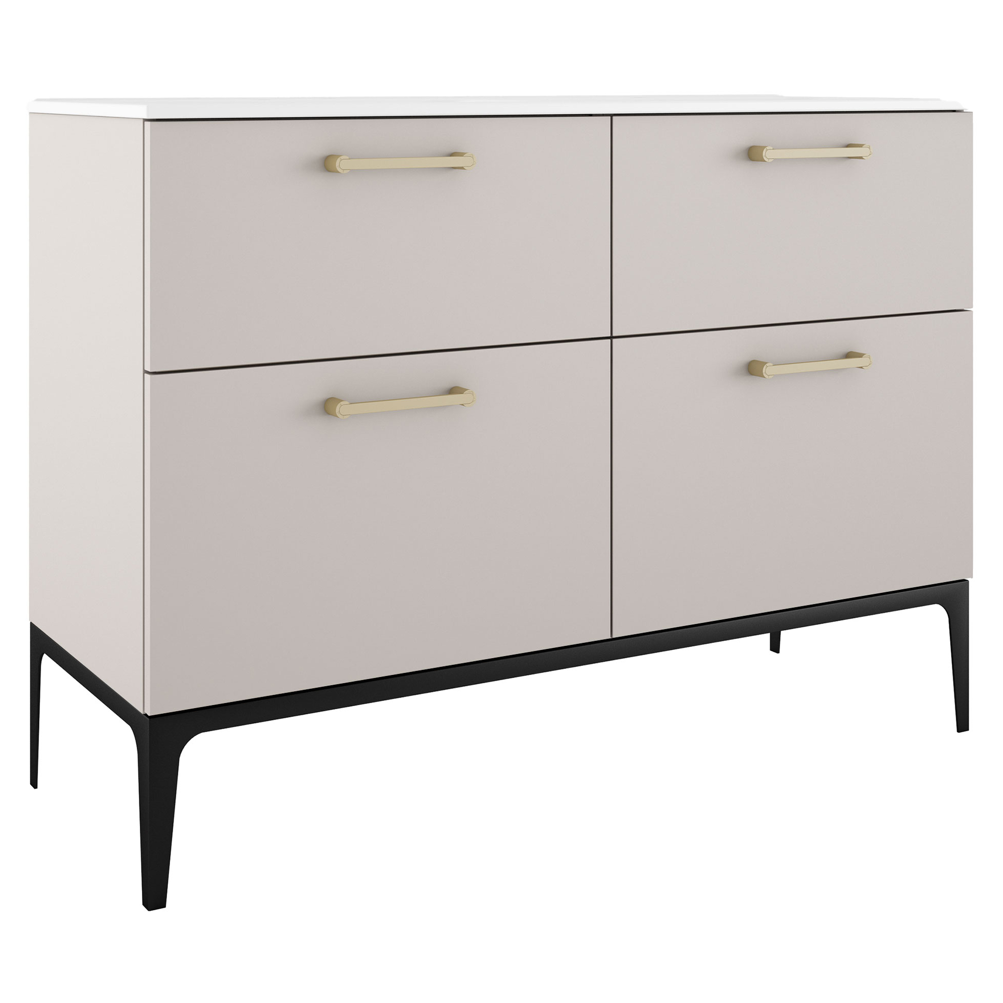 Dobbelt Servantskap Gull Ombra Beige 120 cm med Servant Hvit & Ben