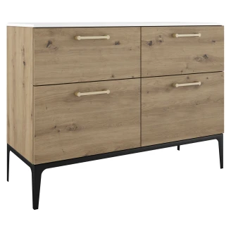 Dobbelt Servantskap Gull <strong>Ombra</strong>  Tre Ljus 120 cm med Servant Hvit & Ben