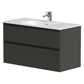 Servantskap <strong>Skift</strong>  Mørkgrå Matt 100 cm med Handfat Hvit