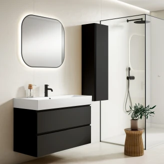 Servantskap <strong>Luna</strong>  Svart Matt 120 cm med Butler Servant Hvit Blank