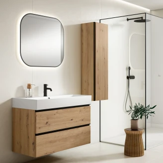 Servantskap Eik <strong>Luna</strong>  Tre 120 cm med Butler Servant Hvit Blank