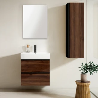 Servantskap Valnøtt <strong>Luna</strong>  Tre 60 cm med Butler Servant Hvit Blank