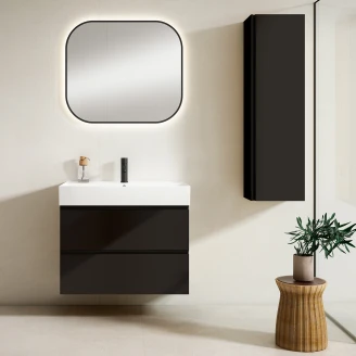 Servantskap <strong>Luna</strong>  Svart Matt 80 cm med Butler Servant Hvit Blank