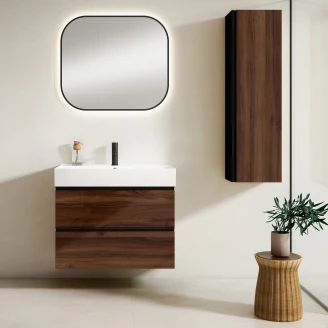 Servantskap Valnøtt <strong>Luna</strong>  Tre 80 cm med Butler Servant Hvit Blank