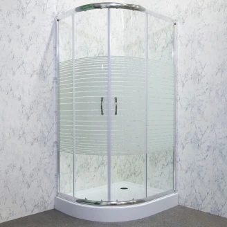 Dusjhjørne med Dusjkar <strong>Evo</strong>  100x80 cm Oval Krom Blank Høyre