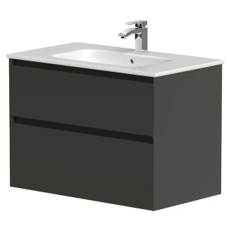 Servantskap <strong>Skift</strong>  Mørkgrå Matt 80 cm med Handfat Hvit