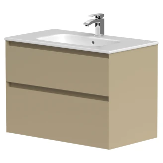 Servantskap <strong>Skift</strong>  Beige Matt 80 cm med Handfat Hvit
