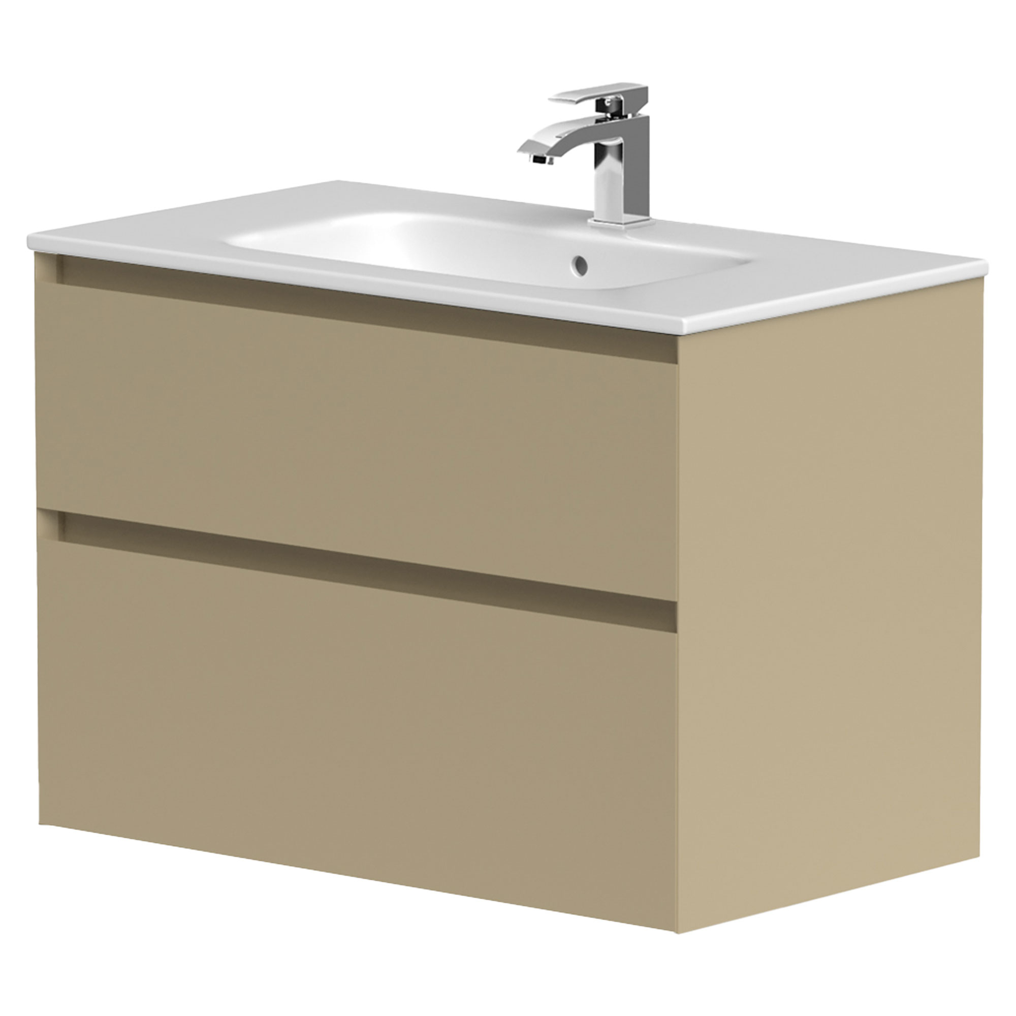 Servantskap Skift Beige Matt 80 cm med Handfat Hvit