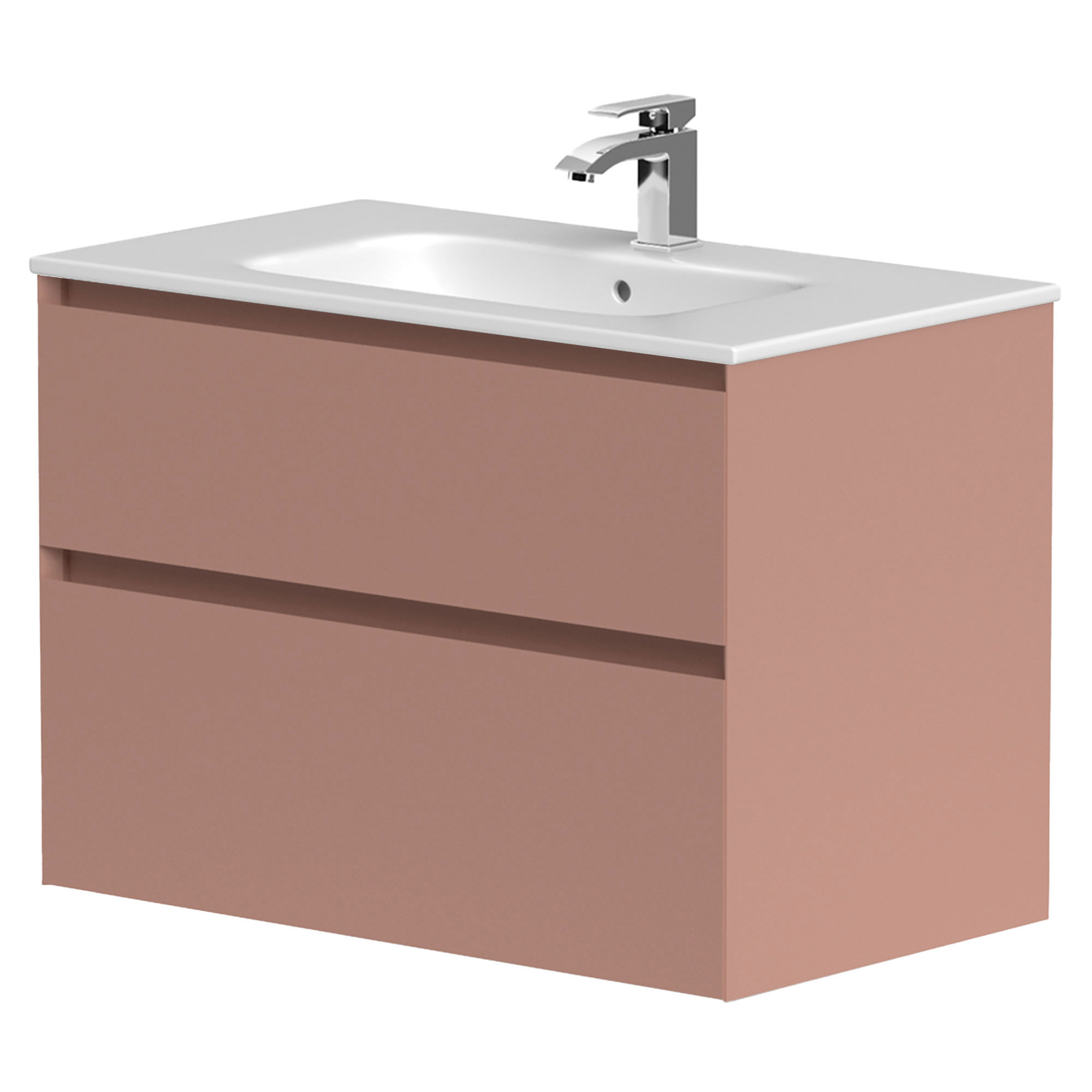 Servantskap Skift Rosa Matt 80 cm med Handfat Hvit