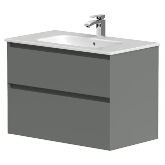 Servantskap <strong>Skift</strong>  Lysgrå Matt 80 cm med Handfat Hvit