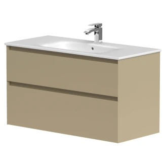 Servantskap <strong>Skift</strong>  Beige Matt 100 cm med Handfat Hvit