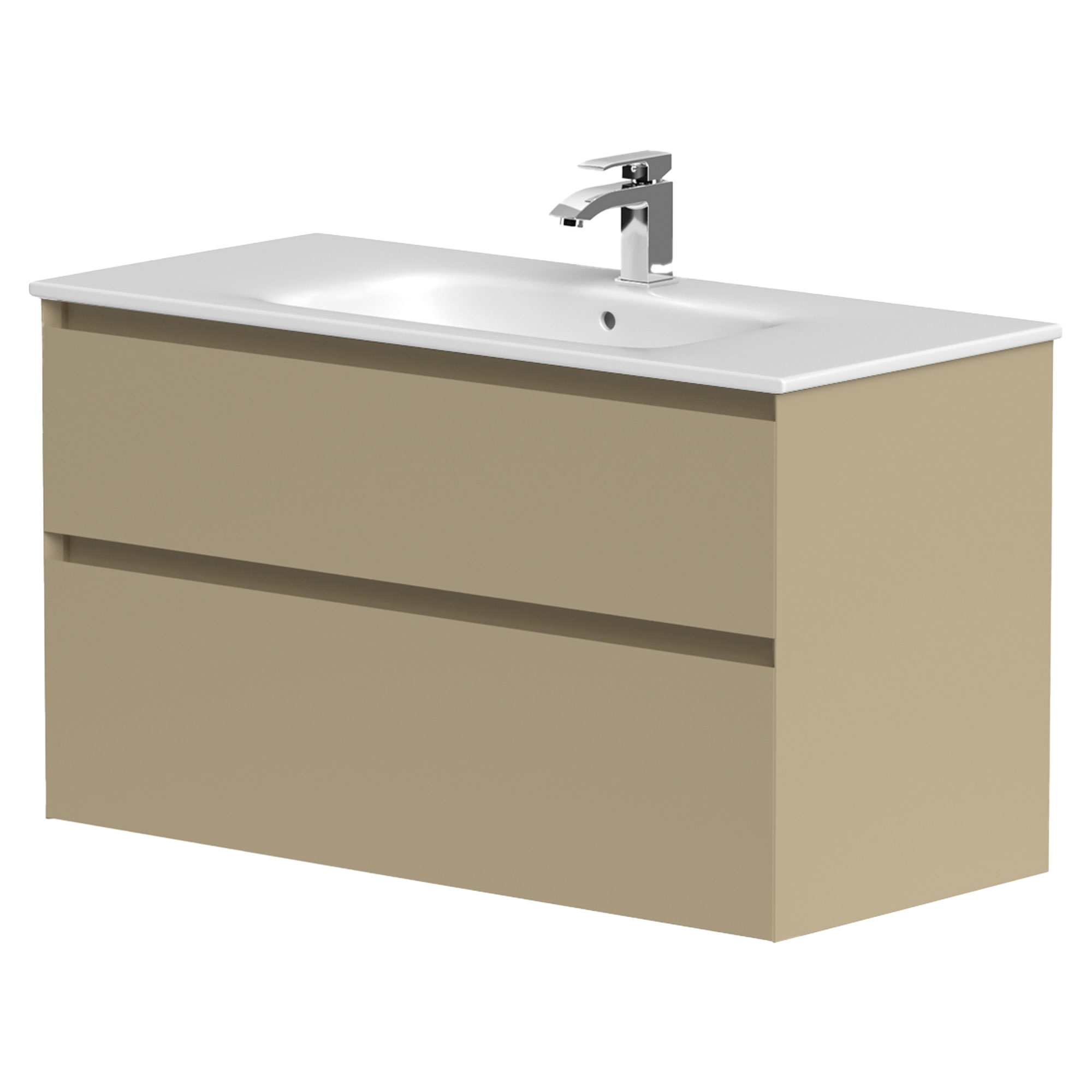 Servantskap Skift Beige Matt 100 cm med Handfat Hvit
