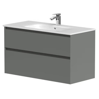 Servantskap <strong>Skift</strong>  Lysgrå Matt 100 cm med Handfat Hvit
