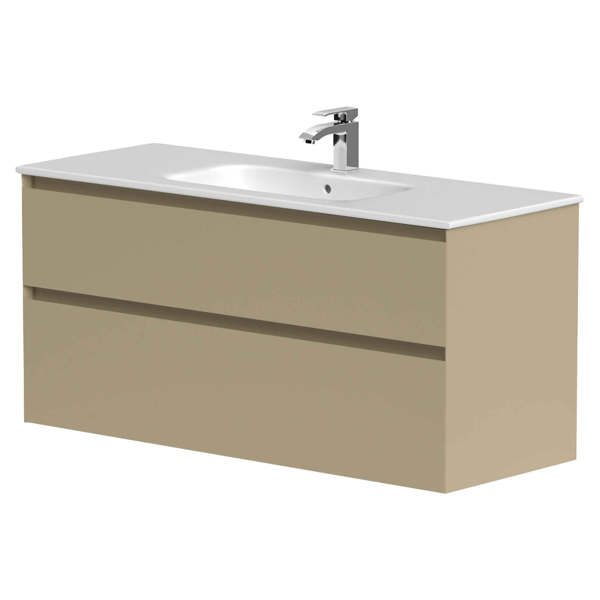 Servantskap Skift Beige Matt 120 cm med Handfat Hvit