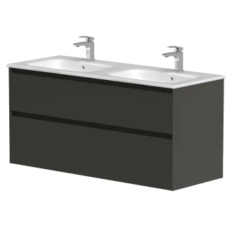 Dubbelt Servantskap <strong>Skift</strong>  Mørkgrå Matt 120 cm med Handfat Hvit