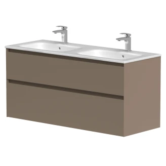 Dubbelt Servantskap <strong>Skift</strong>  Brun Matt 120 cm med Handfat Hvit