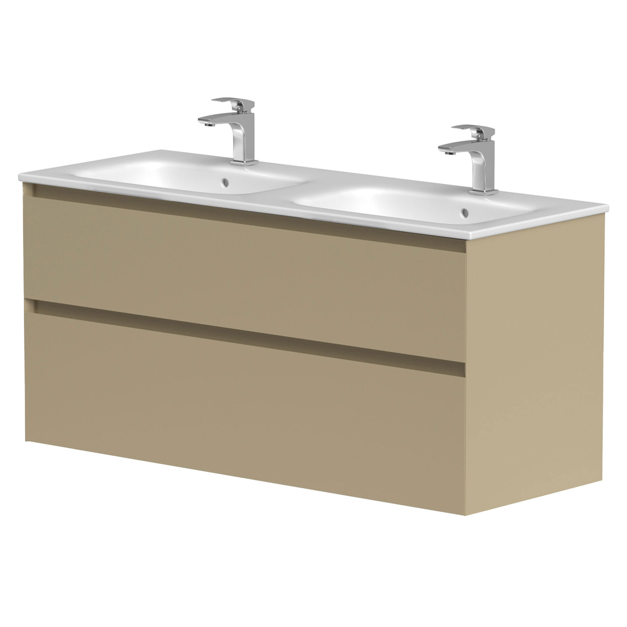 Dubbelt Servantskap Skift Beige Matt 120 cm med Handfat Hvit