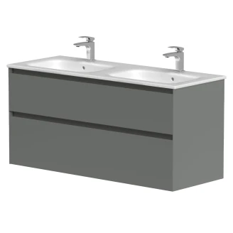 Dubbelt Servantskap <strong>Skift</strong>  Lysgrå Matt 120 cm med Handfat Hvit