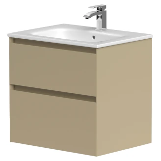 Servantskap <strong>Skift</strong>  Beige Matt 60 cm med Handfat Hvit