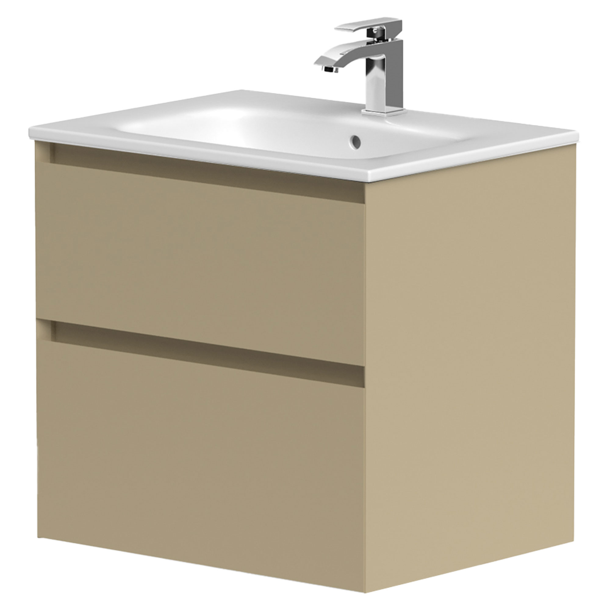 Servantskap Skift Beige Matt 60 cm med Handfat Hvit