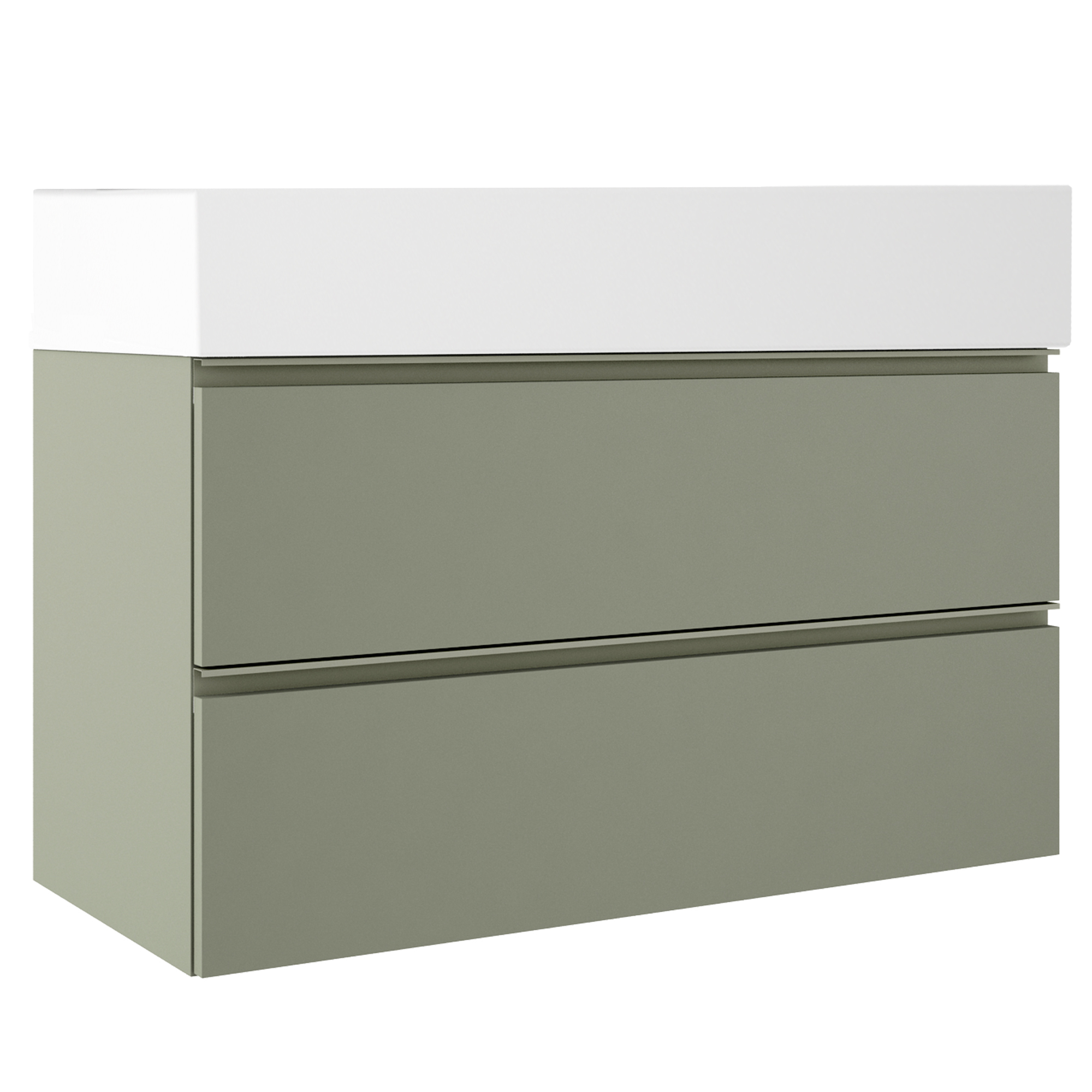 Servantskap Luna Oliv Matt 100 cm med Oliv Håndtak & Butler Servant Hvit Blank