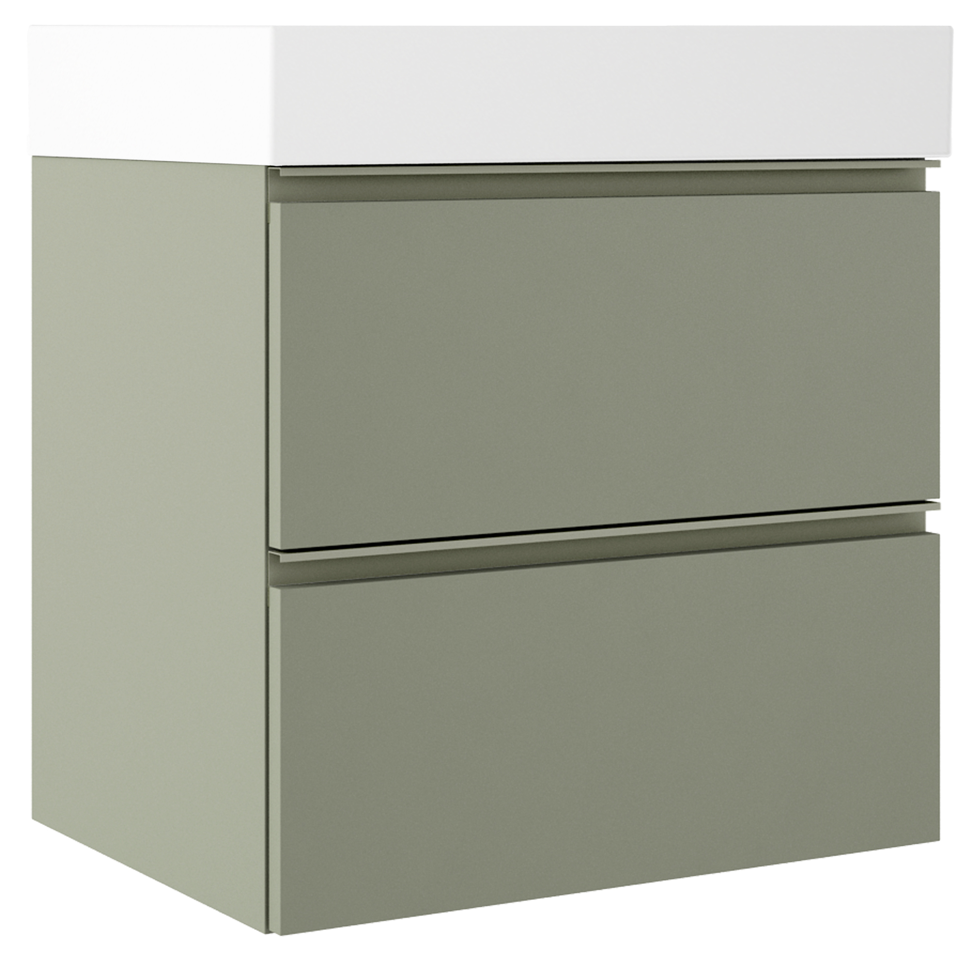 Servantskap Luna Oliv Matt 60 cm med Oliv Håndtak & Butler Servant Hvit Blank