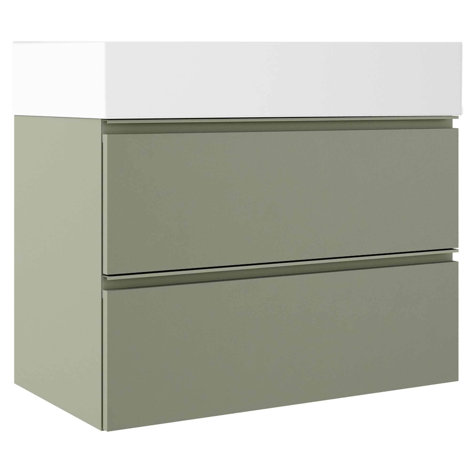 Servantskap Luna Oliv Matt 80 cm med Oliv Håndtak & Butler Servant Hvit Blank