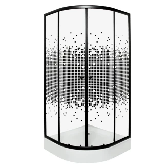 Dusjhjørne med Dusjkar <strong>Clair</strong>  90x90 cm Rund Svart Matt