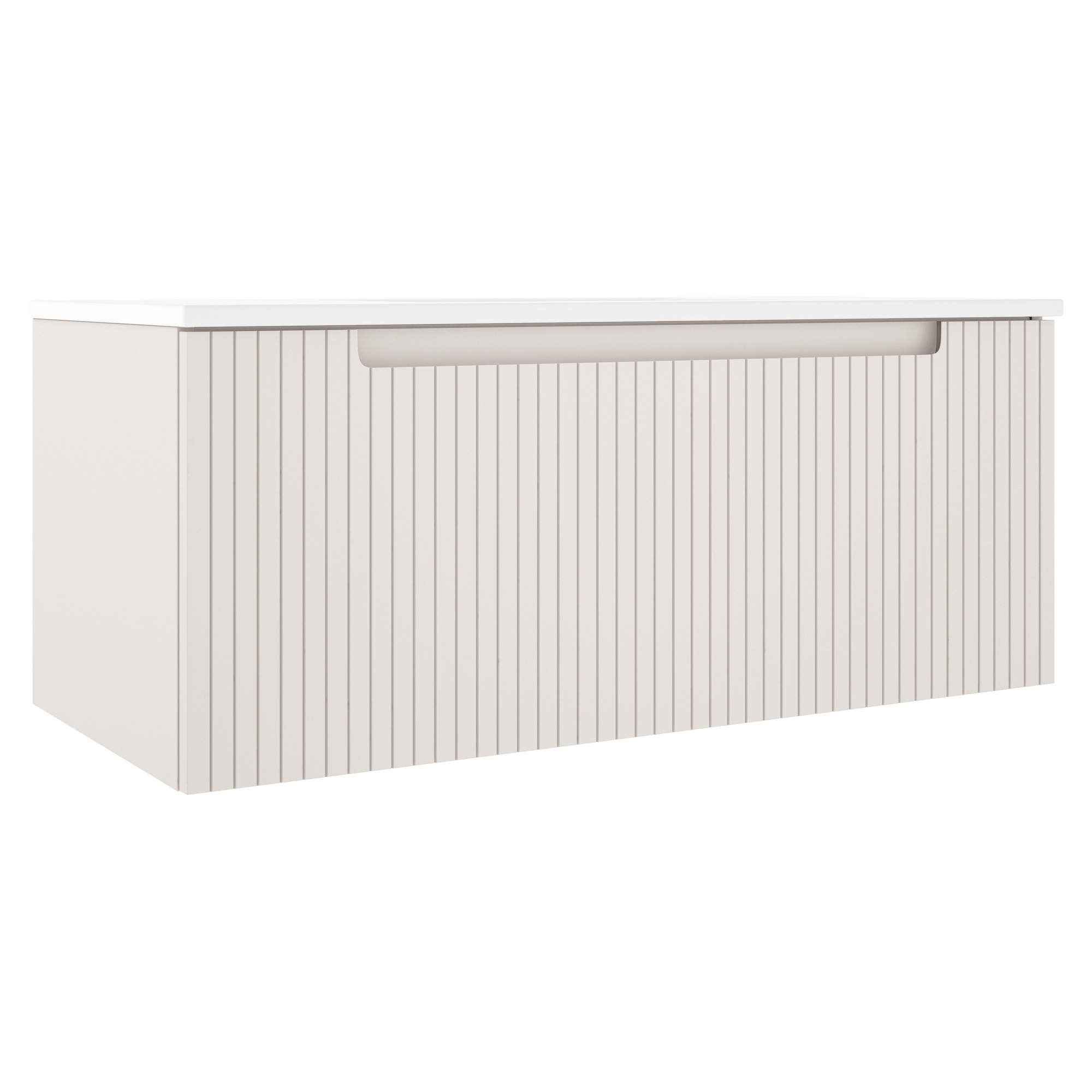 Servantskap Ribb Beige Matt 100 cm med Servant Hvit Blank