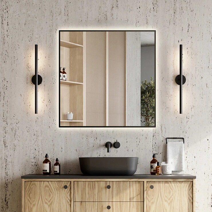 Speil Lucora Svart med Backlit 180x80 cm