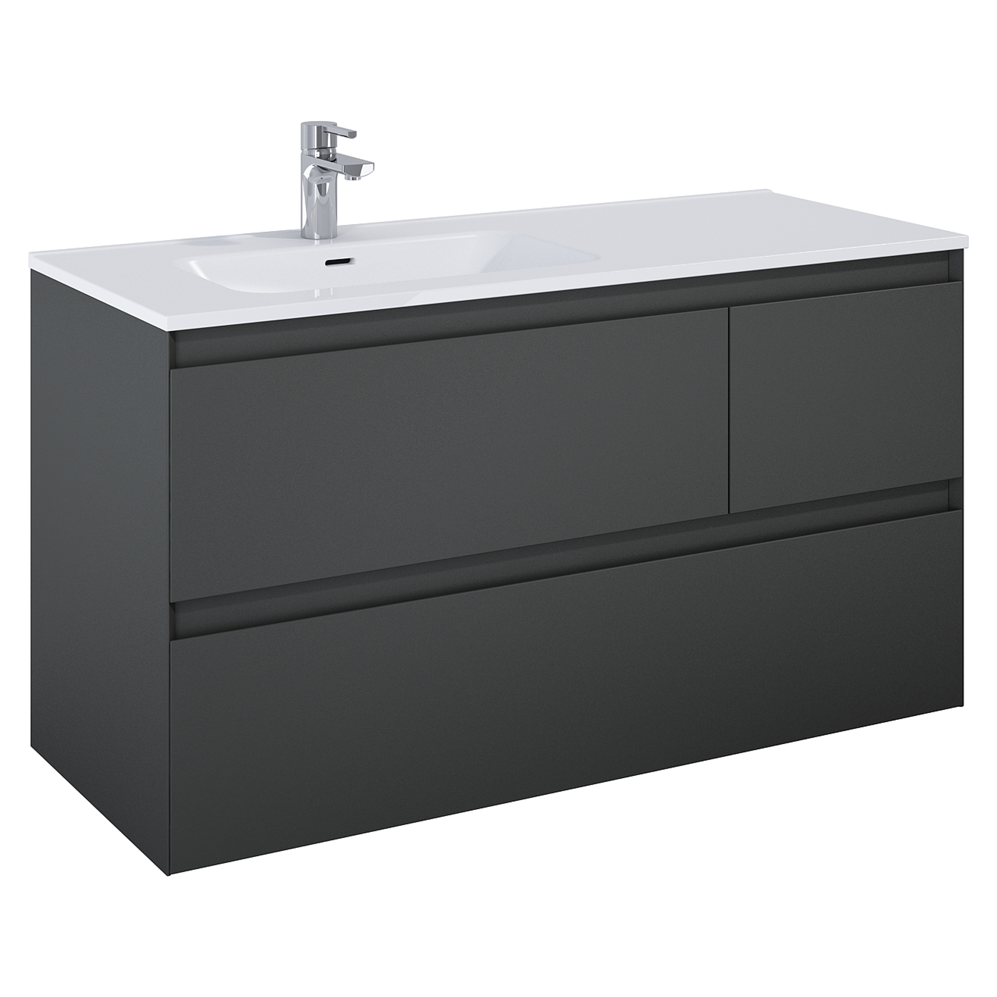 Servantskap Tivra Venstre Svart Matt 120 cm med Servant Hvit