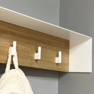Klesknagg <strong>Norrvi</strong>  40 cm 3 Krokar Hvit & Tre Light Oak Matt