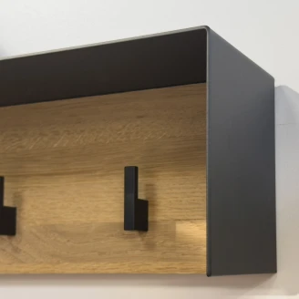 Klesknagg Norrvi 60 cm 5 Krokar Svart & Tre Light Oak Matt