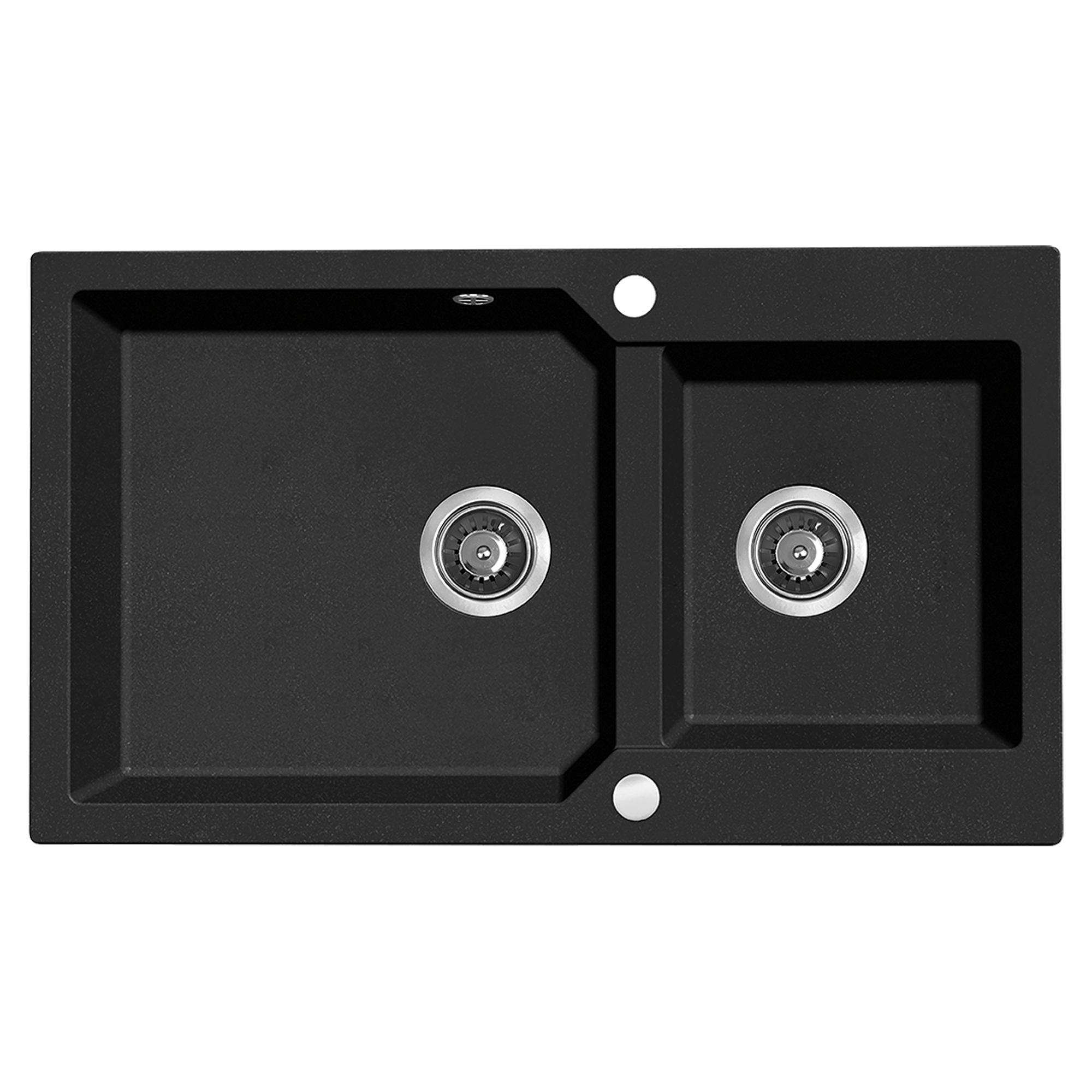 Granitt Kjøkkenvask Monolit Svart Matt 86x50 cm med Vannlås