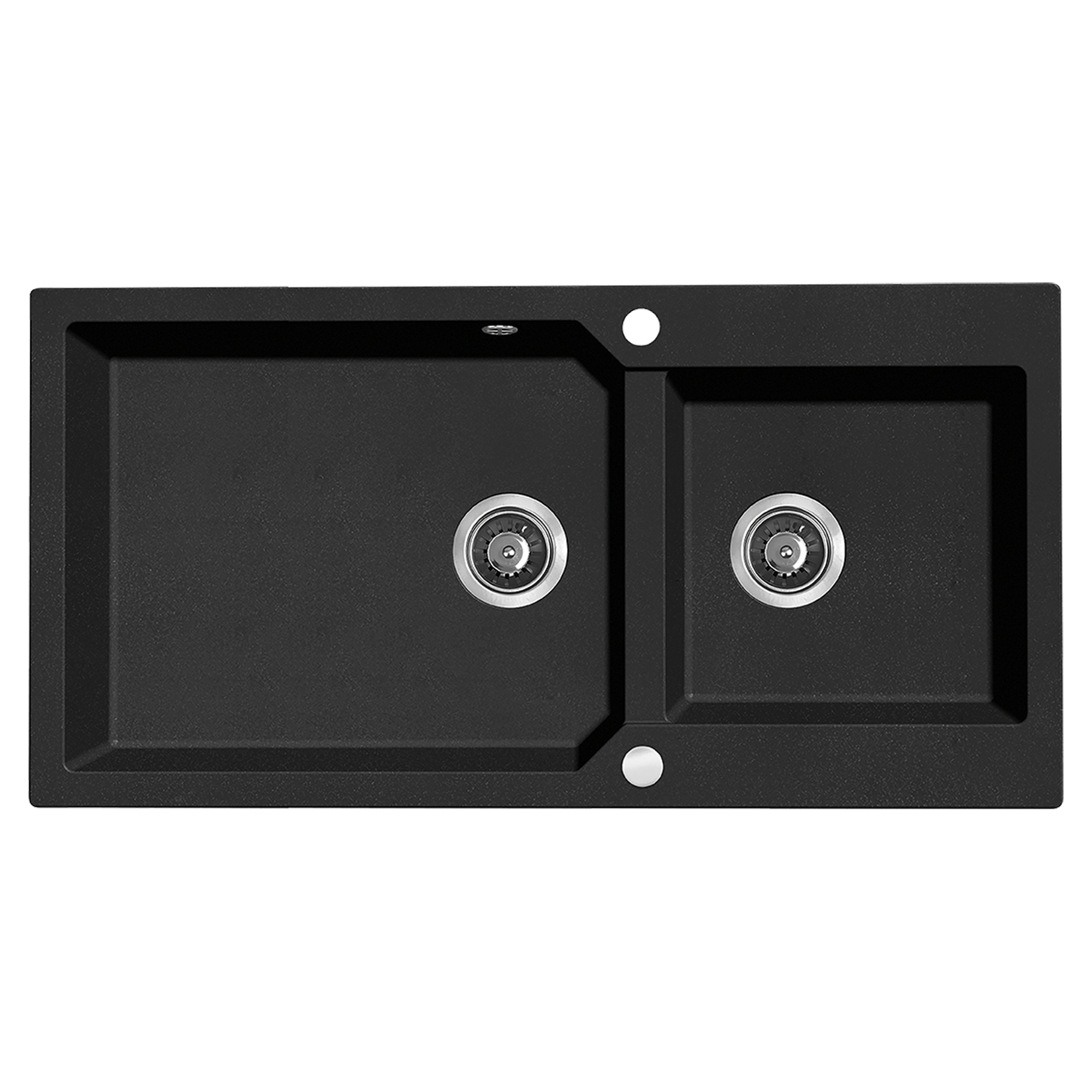 Granitt Kjøkkenvask Monolit Svart Matt 98x50 cm med Vannlås