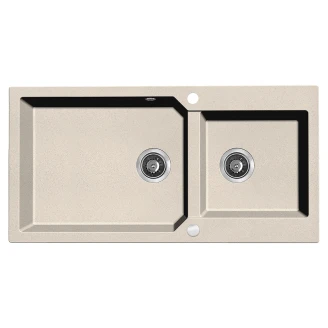 Granitt Kjøkkenvask <strong>Monolit</strong>  Beige Matt 98x50 cm med Vannlås