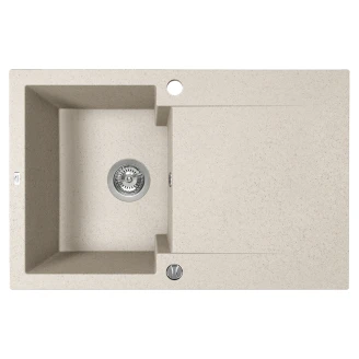 Granitt Kjøkkenvask <strong>Lina</strong>  Beige Matt 74x48 cm med Vannlås