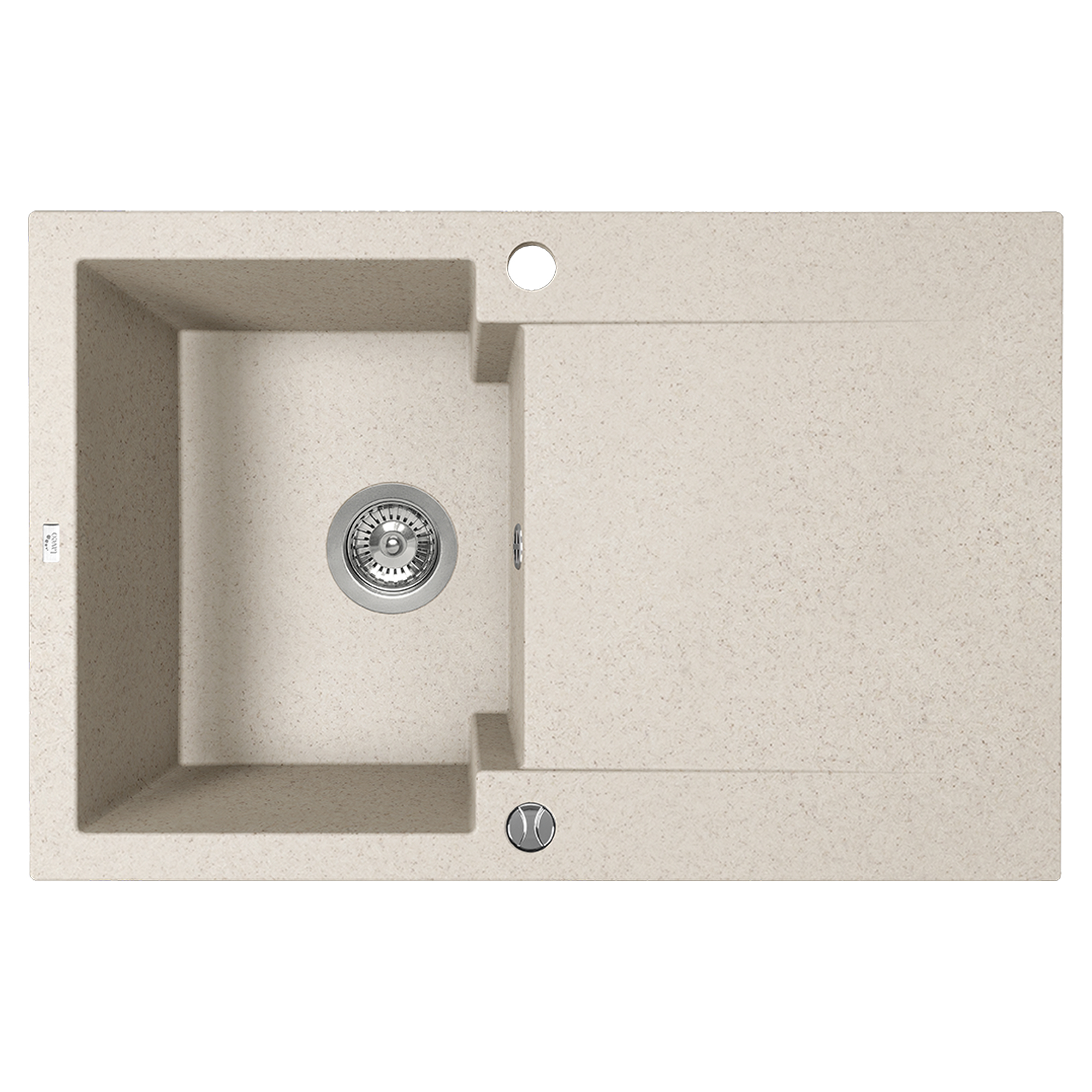 Granitt Kjøkkenvask Lina Beige Matt 74x48 cm med Vannlås