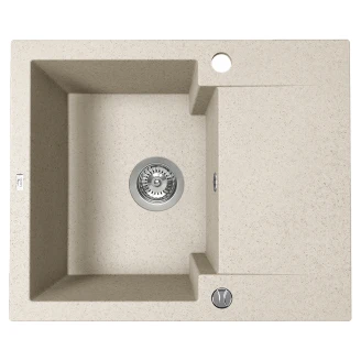 Granitt Kjøkkenvask <strong>Lina</strong>  Beige Matt 58x48 cm med Vannlås