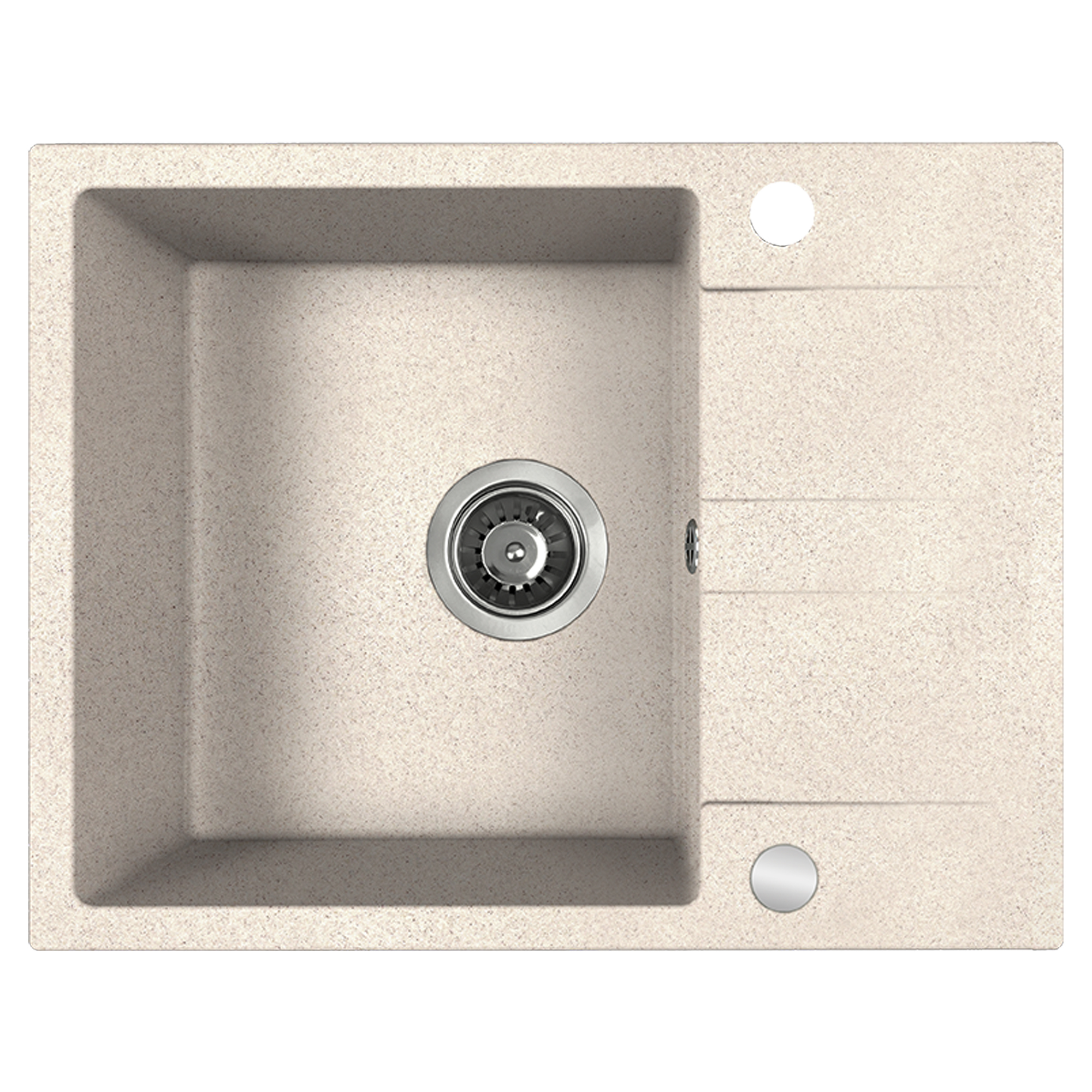 Granitt Kjøkkenvask Firme Beige Matt 56x44 cm med Vannlås