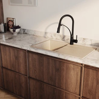 Granitt Kjøkkenvask <strong>Firme</strong>  Beige Matt 76x44 cm med Vannlås