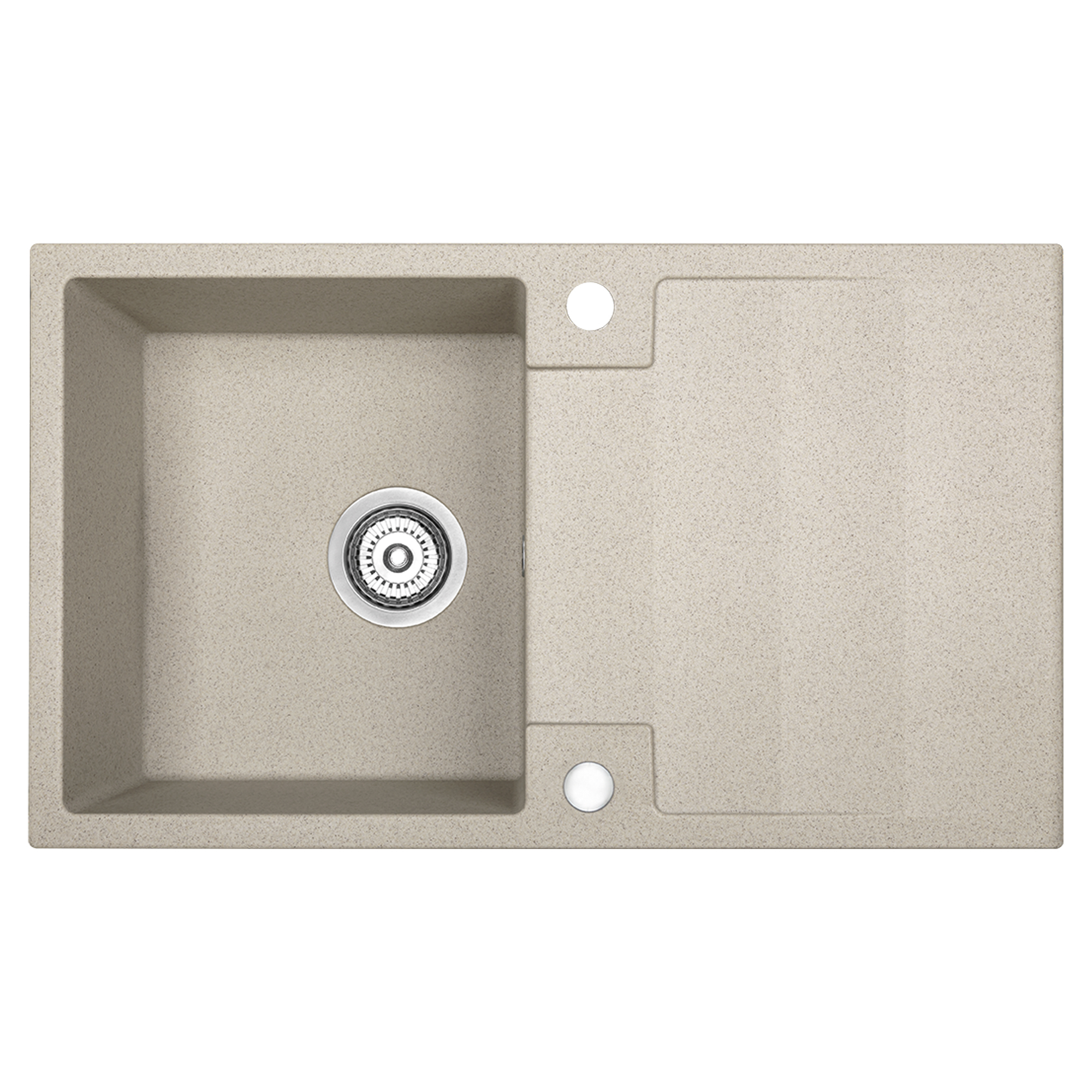 Granitt Kjøkkenvask Fumo Beige Matt 76x44 cm med Vannlås