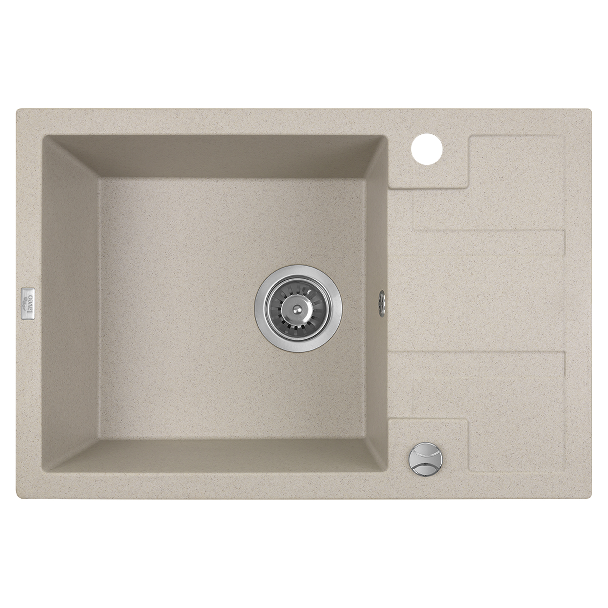 Granitt Kjøkkenvask Brava Beige Matt 65x44 cm med Vannlås