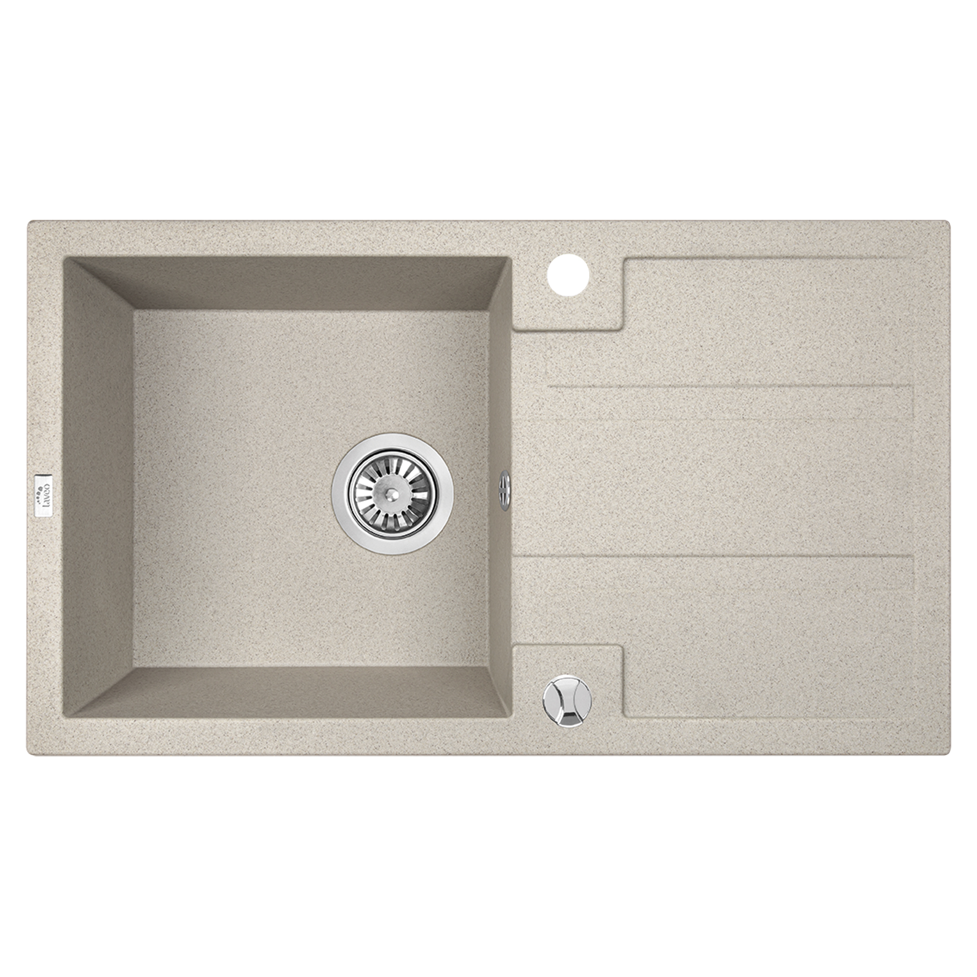 Granitt Kjøkkenvask Brava Beige Matt 76x44 cm med Vannlås