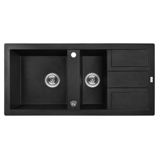 Granitt Kjøkkenvask <strong>Brava</strong>  Svart Matt 100x48 cm med Vannlås