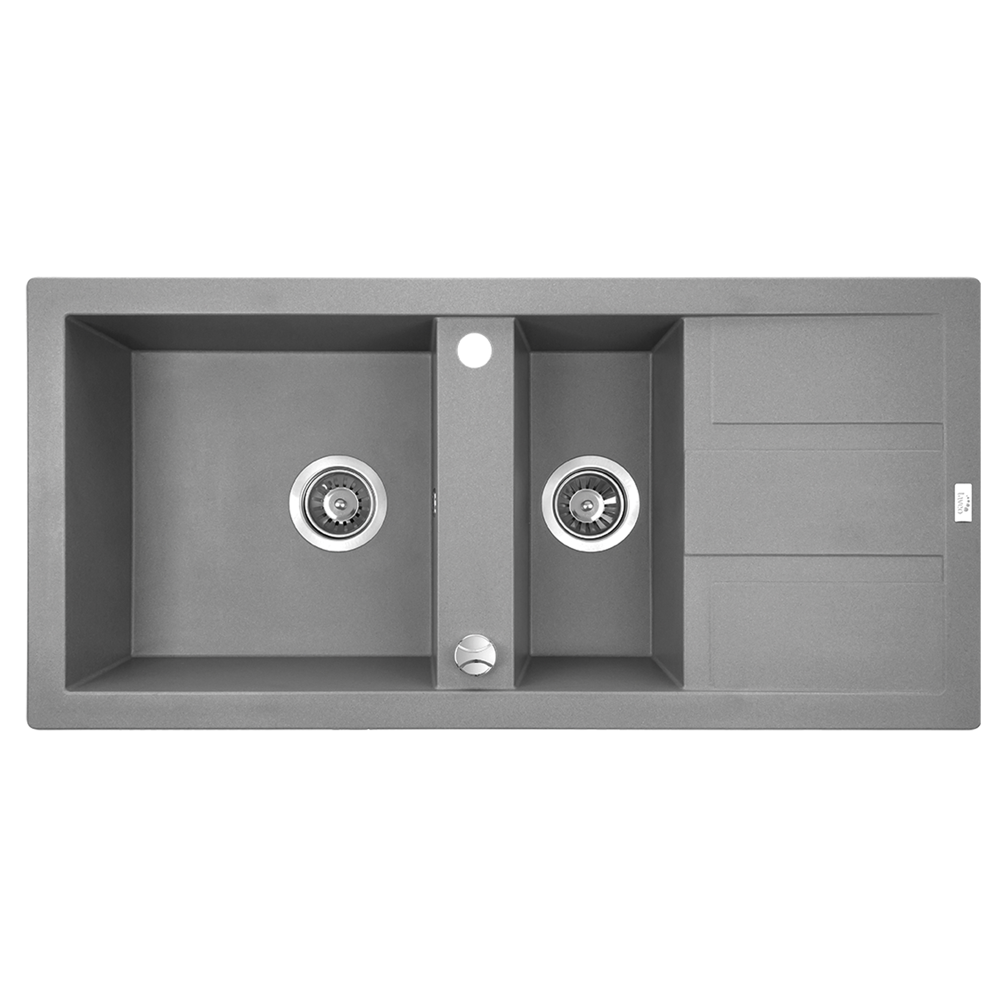 Granitt Kjøkkenvask Brava Grå Matt 100x48 cm med Vannlås