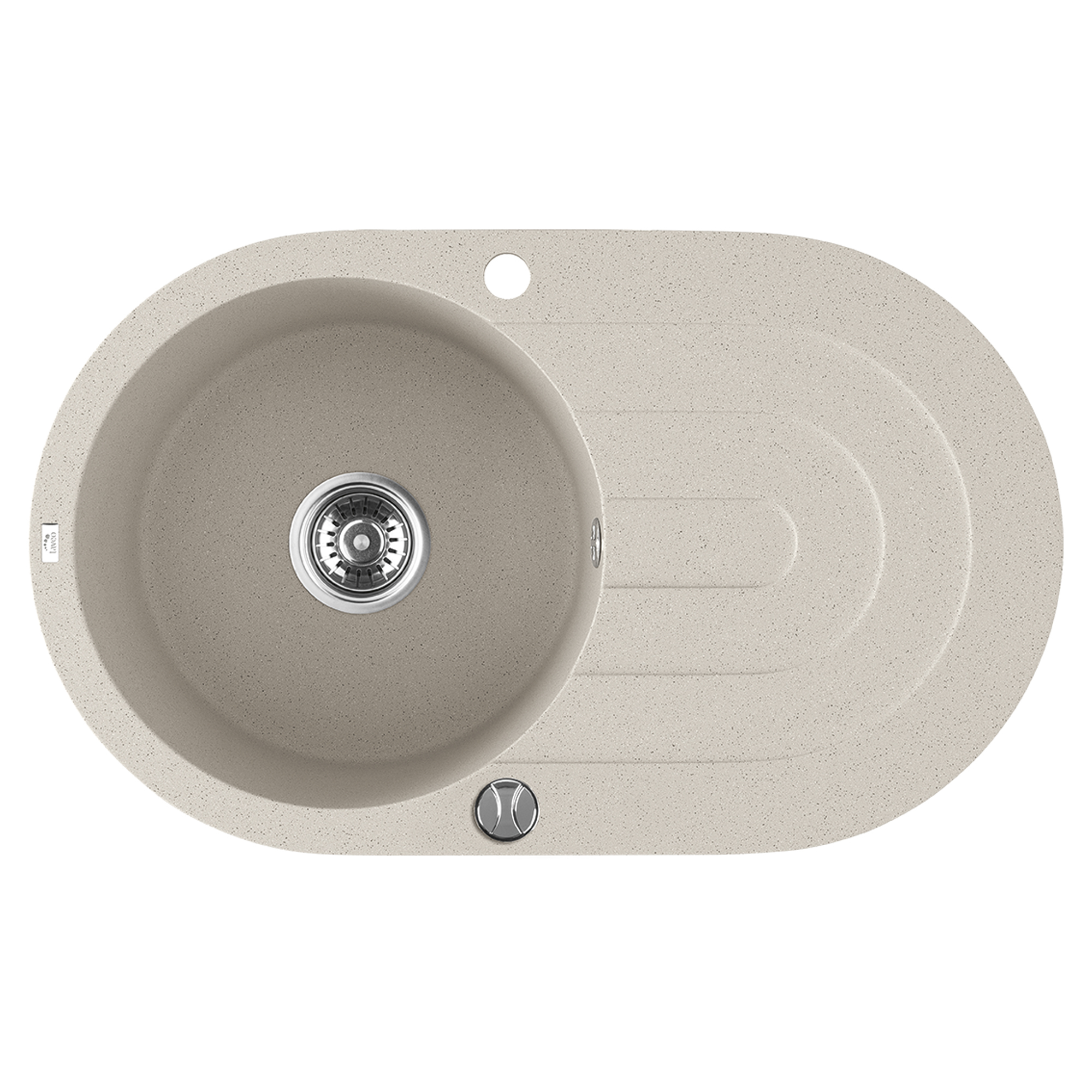 Granitt Kjøkkenvask Cruza Beige Matt 78x47 cm med Vannlås