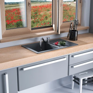 Granitt Kjøkkenvask <strong>Ladera</strong>  Grå Matt 79x48 cm med Vannlås